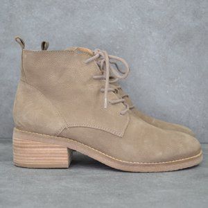 Lucky Brand Tamela Leather Lace Up Boots Bootie, Taupe Tan, Women's 6.5